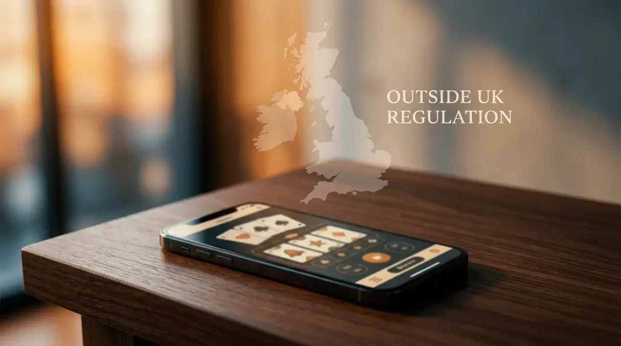Editorial illustration representing a casino not on GamStop accessed from the United Kingdom