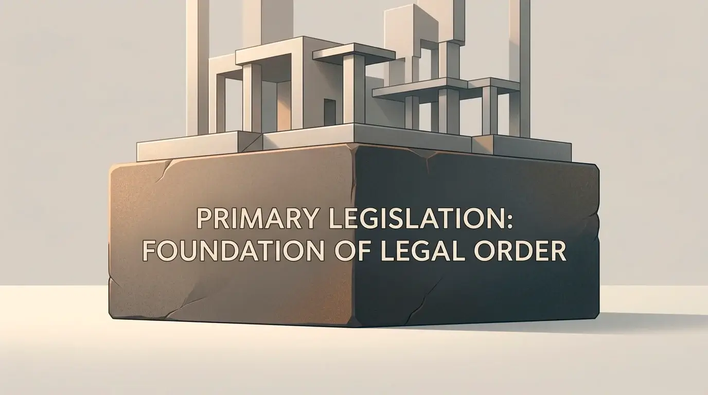 Stylised image of foundational legislation represented as the base layer of a regulatory structure