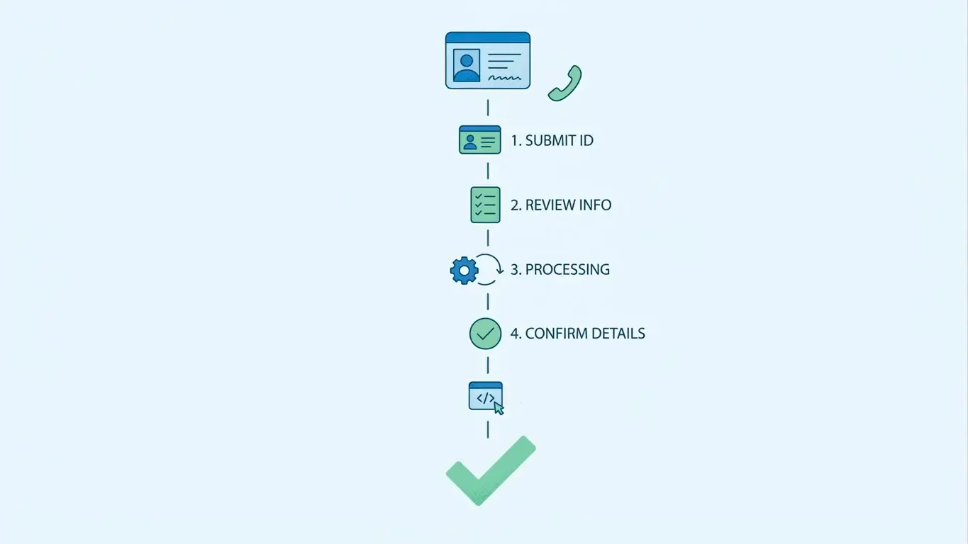 Step-by-step concept of verifying identity and requesting GamStop removal after the exclusion period ends
