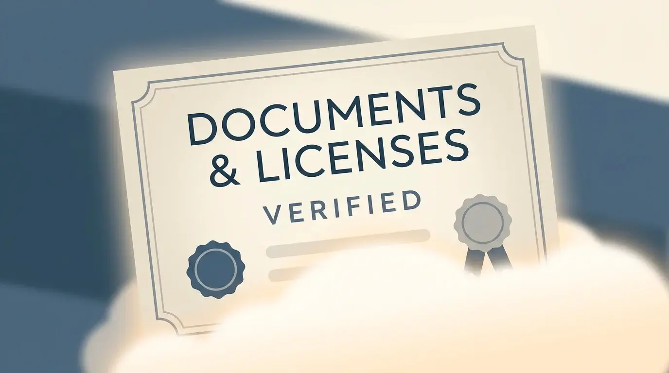 Conceptual image of a licence document acting as a quality signal with varying levels of weight